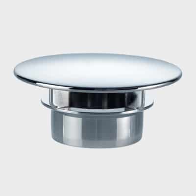 Chromen afvoerstop met plat deksel voor HygieneSiphon, bovenaanzicht