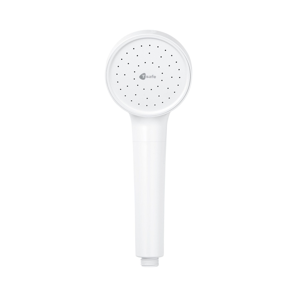 Witte T-Safe handdouche met geïntegreerd legionellafilter, frontaanzicht